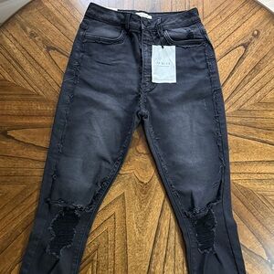 Aphrodite Apparel Black Ripped Skinny Jeans